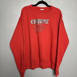 Vintage Y2K Kansas City Chiefs KC Red Sweatshirt Large Arrowhead NFL